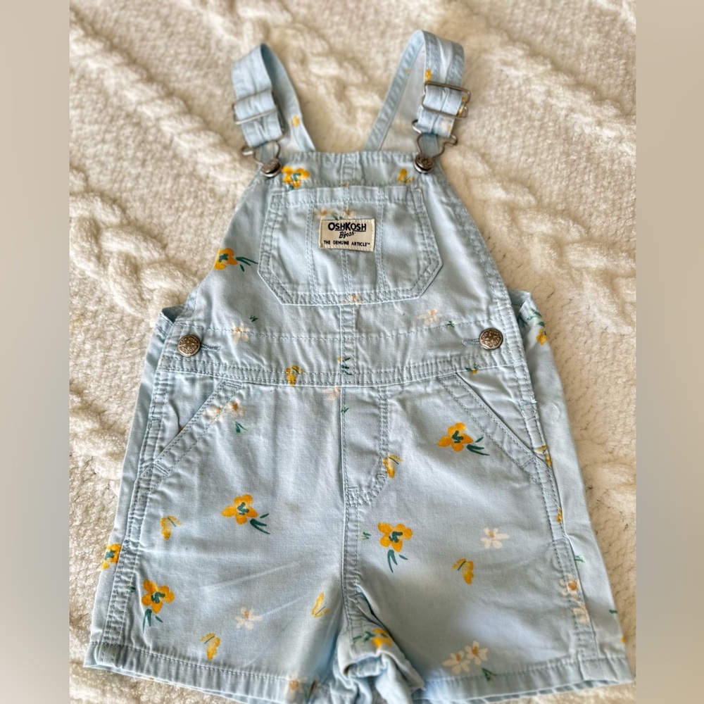 Carter's and OshKosh baby girl bundle 2 shorts + floral overall size 18 months - Picture 3 of 12